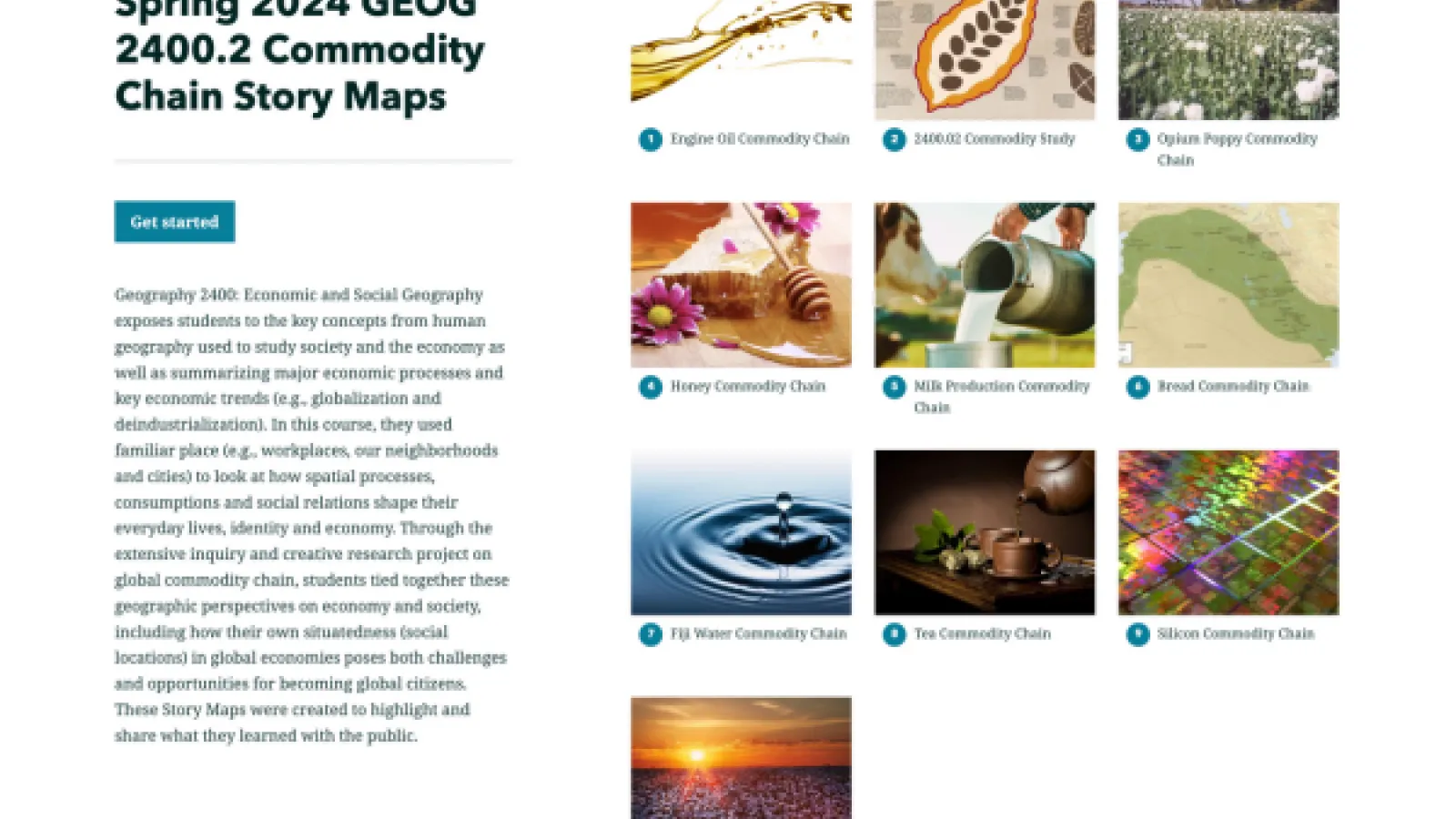 Spring 2024 Commodity Chain Story Maps