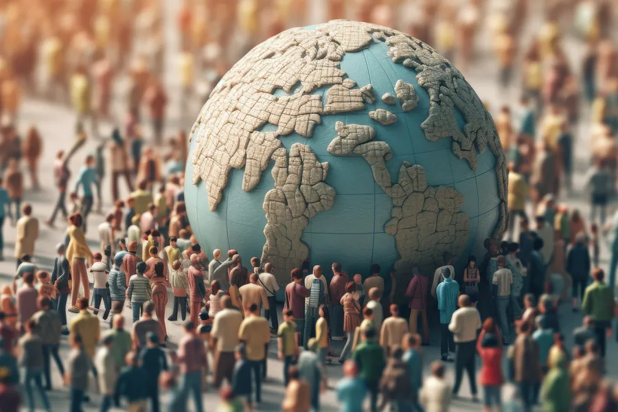 Stock photo - Globe and people