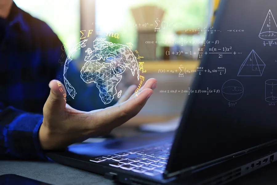 Stock photo - globe and computer