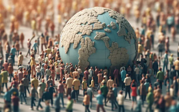 People surrounding a globe